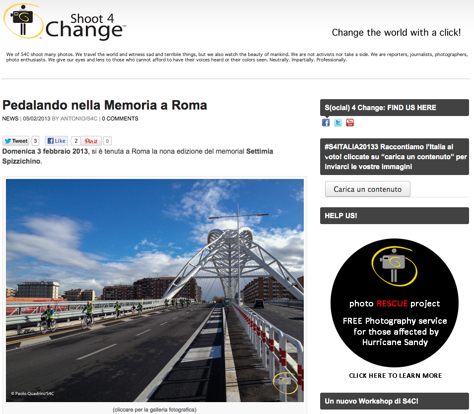 shoot4change.net - Pedalando nella Memoria a Roma - Memorial Settimia Spizzichino